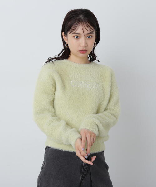 N.（N. Natural Beauty Basic）（エヌエヌナチュラルビューティーベーシック）の「◆刺繍ロゴフェザーニット（ニット/セーター・レディース・ネイビー/ライトグリーン/クリーム・MEDIUM）」の9枚目の写真