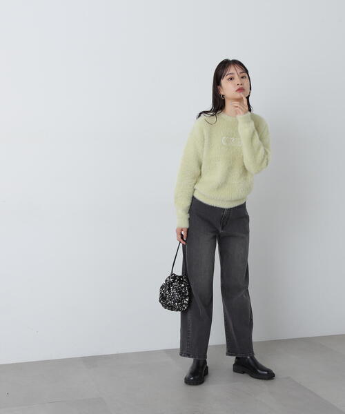 N.（N. Natural Beauty Basic）（エヌエヌナチュラルビューティーベーシック）の「◆刺繍ロゴフェザーニット（ニット/セーター・レディース・ネイビー/ライトグリーン/クリーム・MEDIUM）」の10枚目の写真