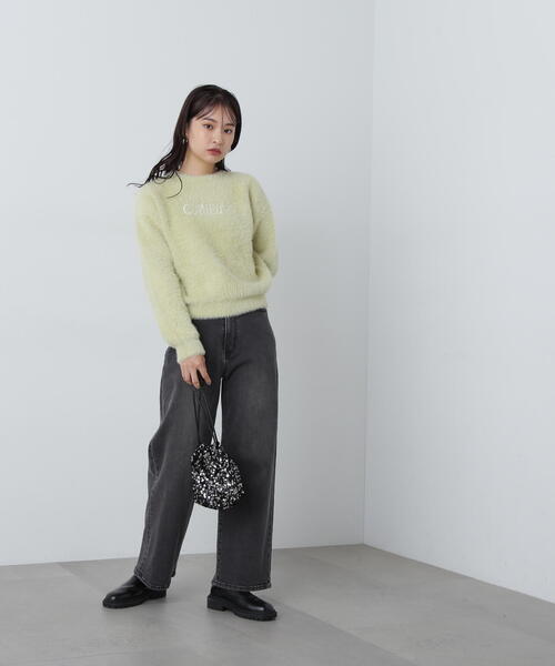 N.（N. Natural Beauty Basic）（エヌエヌナチュラルビューティーベーシック）の「◆刺繍ロゴフェザーニット（ニット/セーター・レディース・ネイビー/ライトグリーン/クリーム・MEDIUM）」の11枚目の写真