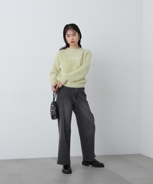 N.（N. Natural Beauty Basic）（エヌエヌナチュラルビューティーベーシック）の「◆刺繍ロゴフェザーニット（ニット/セーター・レディース・ネイビー/ライトグリーン/クリーム・MEDIUM）」の12枚目の写真