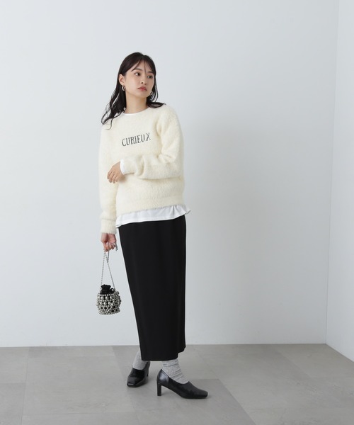 N.（N. Natural Beauty Basic）（エヌエヌナチュラルビューティーベーシック）の「◆刺繍ロゴフェザーニット（ニット/セーター・レディース・ネイビー/ライトグリーン/クリーム・MEDIUM）」の17枚目の写真