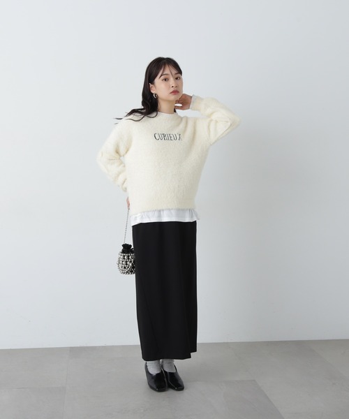 N.（N. Natural Beauty Basic）（エヌエヌナチュラルビューティーベーシック）の「◆刺繍ロゴフェザーニット（ニット/セーター・レディース・ネイビー/ライトグリーン/クリーム・MEDIUM）」の18枚目の写真