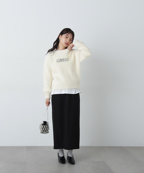 N.（N. Natural Beauty Basic）（エヌエヌナチュラルビューティーベーシック）の「◆刺繍ロゴフェザーニット（ニット/セーター・レディース・ネイビー/ライトグリーン/クリーム・MEDIUM）」の19枚目の写真