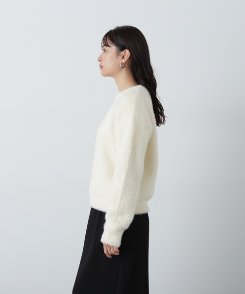 N.（N. Natural Beauty Basic）（エヌエヌナチュラルビューティーベーシック）の「◆刺繍ロゴフェザーニット（ニット/セーター・レディース・ネイビー/ライトグリーン/クリーム・MEDIUM）」の21枚目の写真