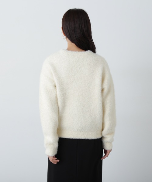 N.（N. Natural Beauty Basic）（エヌエヌナチュラルビューティーベーシック）の「◆刺繍ロゴフェザーニット（ニット/セーター・レディース・ネイビー/ライトグリーン/クリーム・MEDIUM）」の22枚目の写真