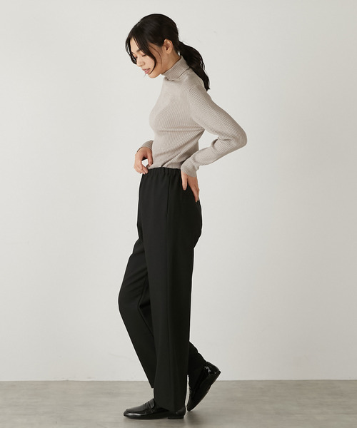 MELROSE claire(メルローズ クレール)の「【控えめなラメ入りレーヨンポリエステルワイドリブタートルネックプルオーバー】(ニット/セーター・レディース・グレイッシュベージュ/ブラック・FREE)」の8枚目の写真