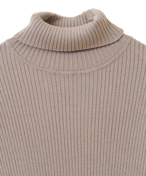 MELROSE claire(メルローズ クレール)の「【控えめなラメ入りレーヨンポリエステルワイドリブタートルネックプルオーバー】(ニット/セーター・レディース・グレイッシュベージュ/ブラック・FREE)」の12枚目の写真