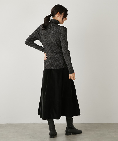 MELROSE claire(メルローズ クレール)の「【控えめなラメ入りレーヨンポリエステルワイドリブタートルネックプルオーバー】(ニット/セーター・レディース・グレイッシュベージュ/ブラック・FREE)」の22枚目の写真