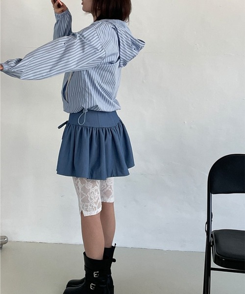 LYEON(リヨン)の「ドローコードストライプアノラックパーカー(パーカー・レディース・ブルー/ピンク/ベージュ・FREE)」の14枚目の写真