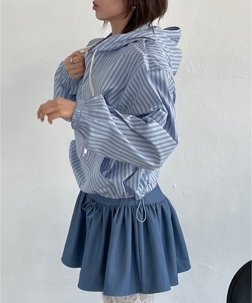 LYEON(リヨン)の「ドローコードストライプアノラックパーカー(パーカー・レディース・ブルー/ピンク/ベージュ・FREE)」の15枚目の写真