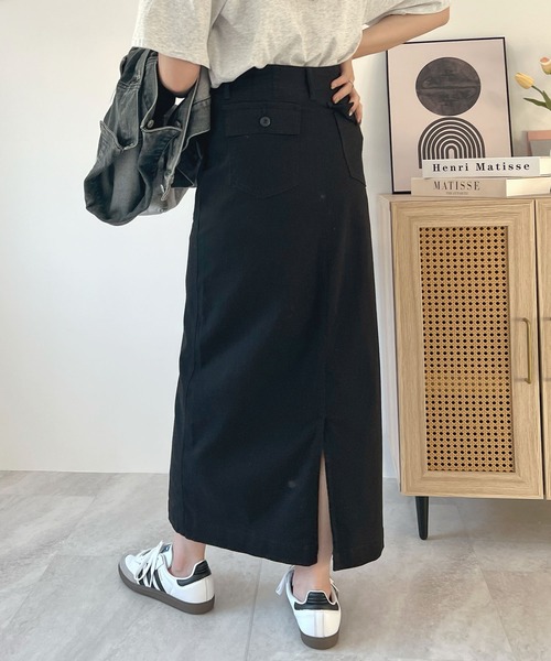 Futier land（フューティアランド）の「【新色追加】ベイカーロングスカート（スカート・レディース・ブラック/カーキ/オフホワイト・MEDIUM/LARGE）」の13枚目の写真