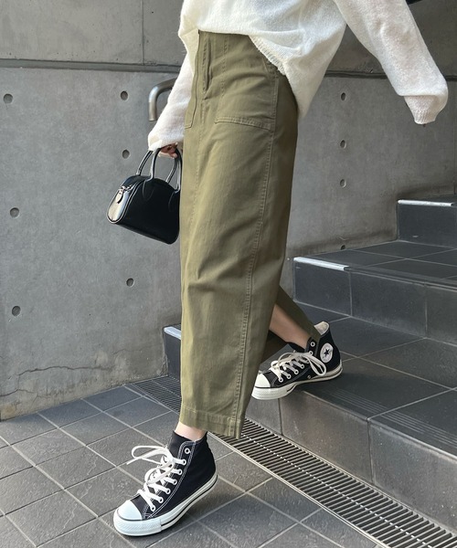 Futier land（フューティアランド）の「【新色追加】ベイカーロングスカート（スカート・レディース・ブラック/カーキ/オフホワイト・MEDIUM/LARGE）」の21枚目の写真