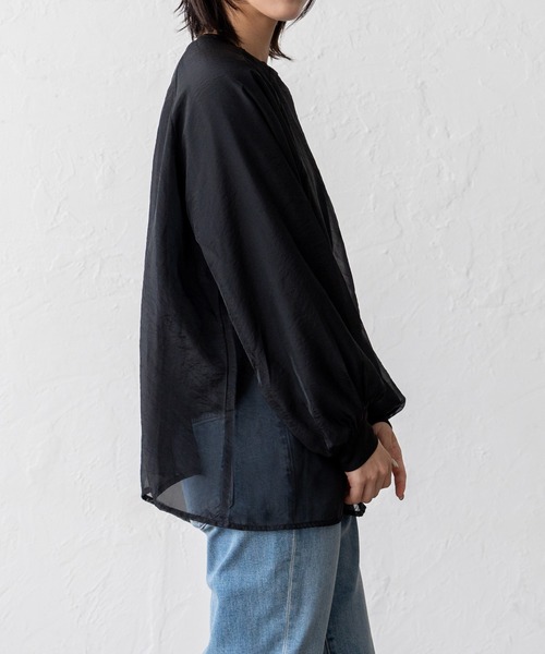 VitaFelice(ヴィータフェリーチェ)の「オーガンジーレイヤードトップス(Tシャツ/カットソー・レディース・ブラック/ベージュ系・FREE)」の4枚目の写真