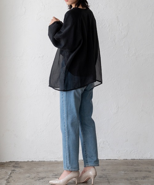 VitaFelice(ヴィータフェリーチェ)の「オーガンジーレイヤードトップス(Tシャツ/カットソー・レディース・ブラック/ベージュ系・FREE)」の5枚目の写真
