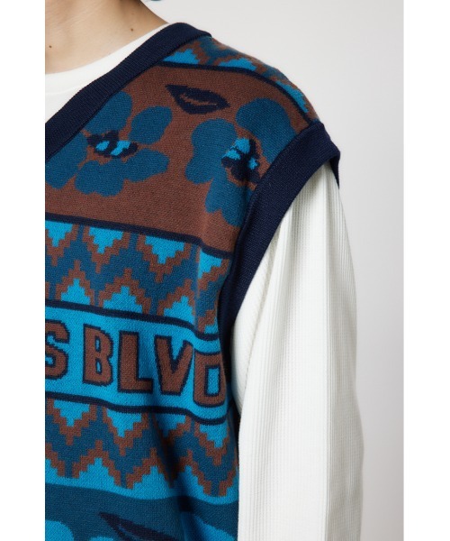 RODEO CROWNS WIDE BOWL（ロデオクラウンズワイドボウル）の「ジャガードニットベスト（ベスト・メンズ・ブルー系その他3/イエロー系その他・FREE）」の12枚目の写真