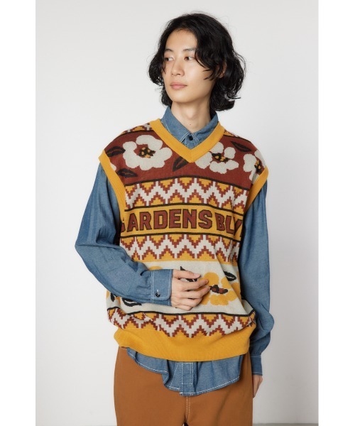 RODEO CROWNS WIDE BOWL（ロデオクラウンズワイドボウル）の「ジャガードニットベスト（ベスト・メンズ・ブルー系その他3/イエロー系その他・FREE）」の14枚目の写真