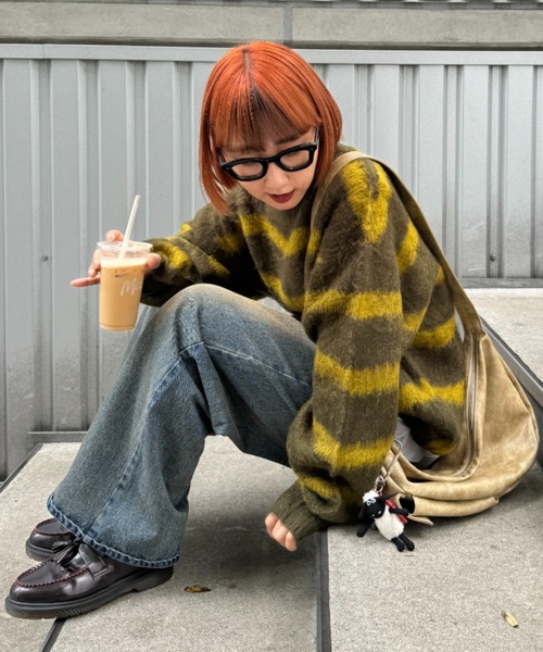 パン柄の裏毛ニット CIAOPANIC（チャオパニック）の「ハンドライクフラワーニット（ニット