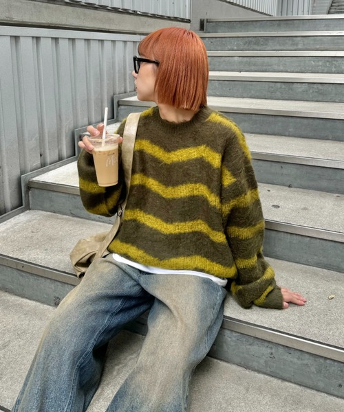 CIAOPANIC TYPY（チャオパニックティピー）の「【UNISEX】総柄モチーフアソートニット/WEB限定（ニット/セーター・メンズ・カーキ/ネイビー/レッド・MEDIUM/LARGE）」の5枚目の写真