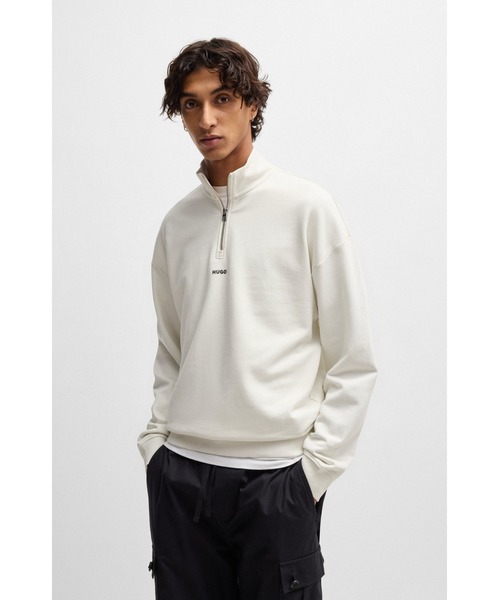 ロゴプリント コットンテリー ジップネック スウェットシャツ