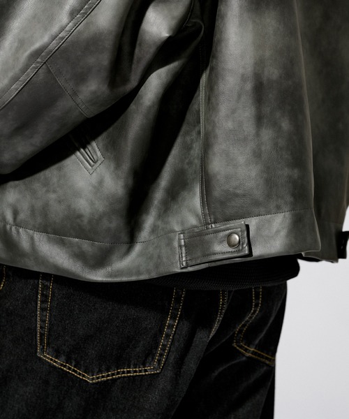 WETTEMPT(ウィテンプト)の「VINTAGE LIKE SHORT JACKET /ヴィンテージライクショート合皮ジャケット(ライダースジャケット・メンズ・ブラウン/ブラック・SMALL/MEDIUM/LARGE)」の16枚目の写真