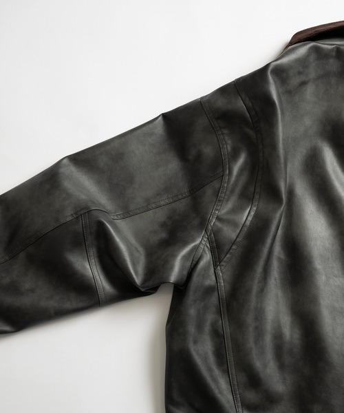 WETTEMPT(ウィテンプト)の「VINTAGE LIKE SHORT JACKET /ヴィンテージライクショート合皮ジャケット(ライダースジャケット・メンズ・ブラウン/ブラック・SMALL/MEDIUM/LARGE)」の6枚目の写真