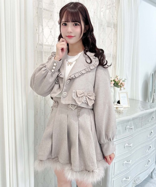 セール】【セットアップ対応】リボンポケットショートジャケット