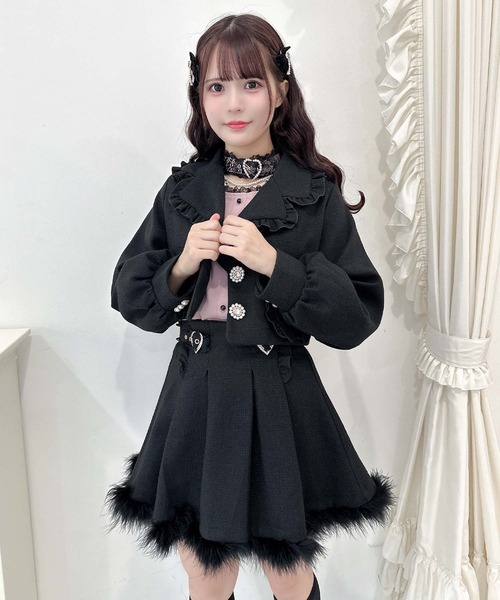 セール】【セットアップ対応】リボンポケットショートジャケット 