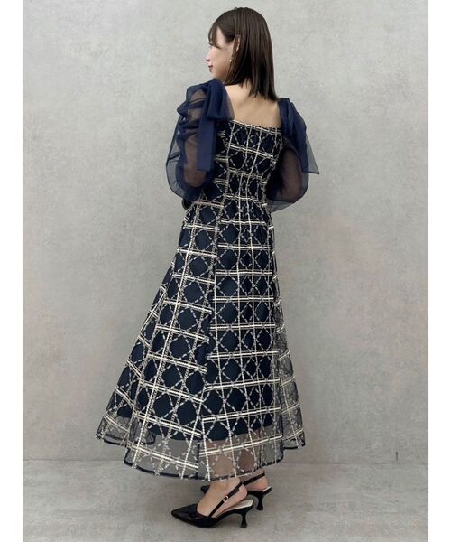 dazzlin レースリボンオフショルドレス ネイビー dazzlin（ダズリン）の「レースリボンオフショルドレス（ワンピース