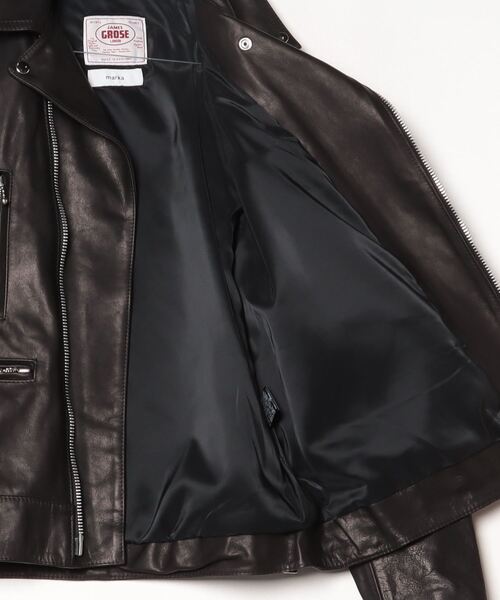 JAMES GROSE（ジェームスグロース）の「JAMES GROSE × marka / ジェームスグロース×マーカ：James Grose × marka for ARKnets ""NEO MANILA JACKET""：M24F-30BL01C[COR]（ライダースジャケット・メンズ・ブラック・2(M)）」の3枚目の写真
