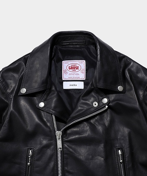 JAMES GROSE（ジェームスグロース）の「JAMES GROSE × marka / ジェームスグロース×マーカ：James Grose × marka for ARKnets ""NEO MANILA JACKET""：M24F-30BL01C[COR]（ライダースジャケット・メンズ・ブラック・2(M)）」の8枚目の写真