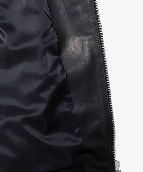 JAMES GROSE（ジェームスグロース）の「JAMES GROSE × marka / ジェームスグロース×マーカ：James Grose × marka for ARKnets ""NEO MANILA JACKET""：M24F-30BL01C[COR]（ライダースジャケット・メンズ・ブラック・2(M)）」の13枚目の写真