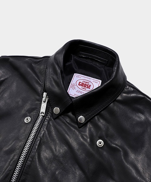 JAMES GROSE（ジェームスグロース）の「JAMES GROSE × marka / ジェームスグロース×マーカ：James Grose × marka for ARKnets ""NEO MANILA JACKET""：M24F-30BL01C[COR]（ライダースジャケット・メンズ・ブラック・2(M)）」の7枚目の写真