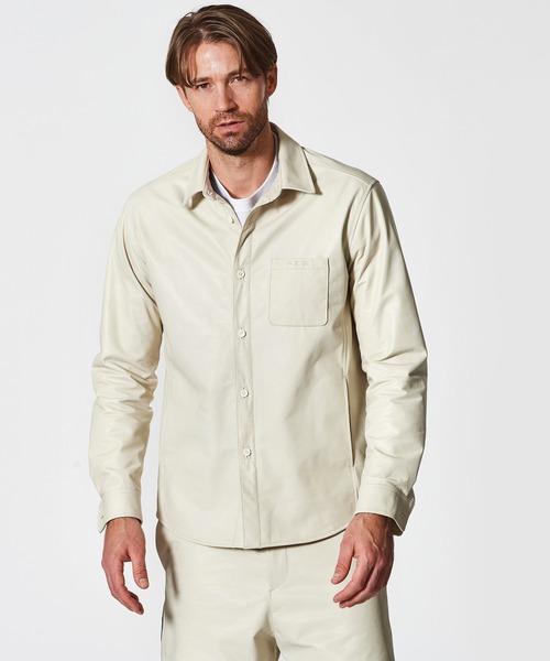 ACANTHUS(アカンサス)の「ACANTHUS: Leather Shirt Jacket(ライダースジャケット・メンズ・ホワイト/ブラック・S/M/L/XL)」の7枚目の写真