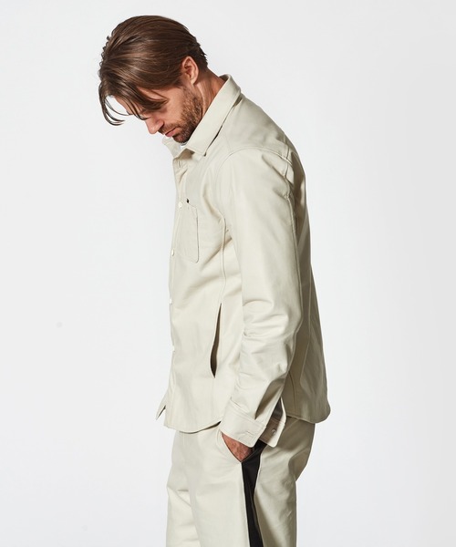 ACANTHUS(アカンサス)の「ACANTHUS: Leather Shirt Jacket(ライダースジャケット・メンズ・ホワイト/ブラック・S/M/L/XL)」の8枚目の写真