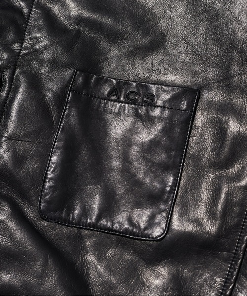 ACANTHUS(アカンサス)の「ACANTHUS: Leather Shirt Jacket(ライダースジャケット・メンズ・ホワイト/ブラック・S/M/L/XL)」の19枚目の写真
