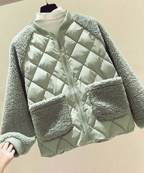 SPIGA（スピーガ）の「キルティングボアドッキングブルゾン（ブルゾン・レディース・ピンク/グリーン/オフホワイト/ブラック・FREE）」の3枚目の写真