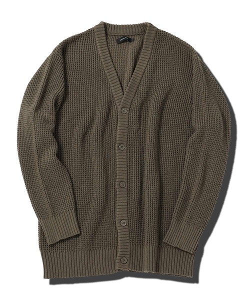 jiggys shop(ジギーズショップ)の「ワッフル編みウォッシャブルニットカーディガン(カーディガン/ボレロ・メンズ・ブラック/ミックスグレー/カーキ・MEDIUM/LARGE/X-LARGE)」の4枚目の写真