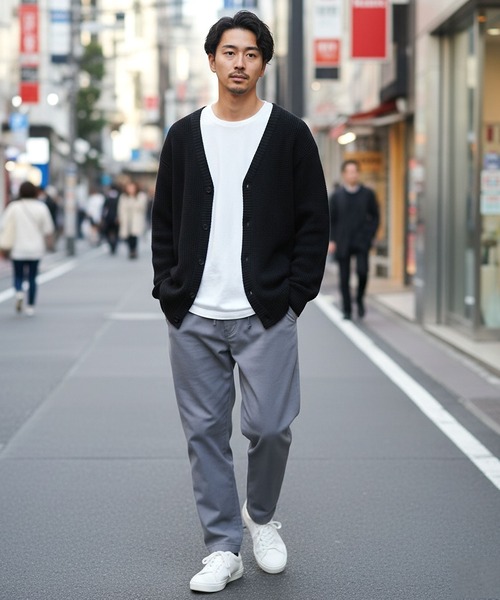 jiggys shop(ジギーズショップ)の「ワッフル編みウォッシャブルニットカーディガン(カーディガン/ボレロ・メンズ・ブラック/ミックスグレー/カーキ・MEDIUM/LARGE/X-LARGE)」の16枚目の写真