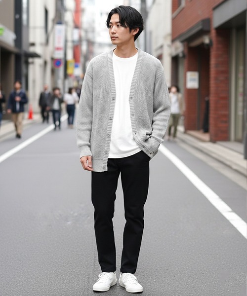 jiggys shop(ジギーズショップ)の「ワッフル編みウォッシャブルニットカーディガン(カーディガン/ボレロ・メンズ・ブラック/ミックスグレー/カーキ・MEDIUM/LARGE/X-LARGE)」の17枚目の写真