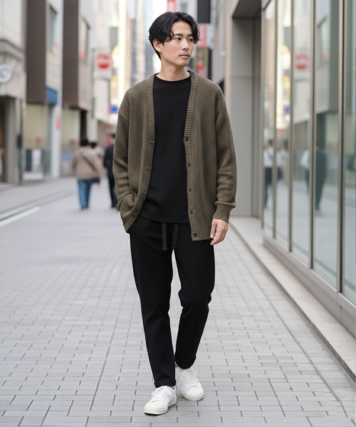 jiggys shop(ジギーズショップ)の「ワッフル編みウォッシャブルニットカーディガン(カーディガン/ボレロ・メンズ・ブラック/ミックスグレー/カーキ・MEDIUM/LARGE/X-LARGE)」の18枚目の写真