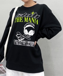 【spiritoso】CLUB THE MANIAヘッドフォンプリント裏毛トレーナー