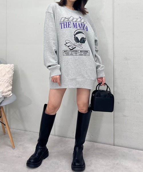 spiritoso（スピリトーゾ）の「【spiritoso】CLUB THE MANIAヘッドフォンプリント裏毛トレーナー（スウェット・レディース・Black/White/MD.Gray・FREE）」の16枚目の写真