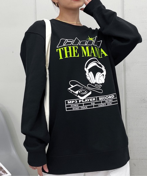 spiritoso（スピリトーゾ）の「【spiritoso】CLUB THE MANIAヘッドフォンプリント裏毛トレーナー（スウェット・レディース・Black/White/MD.Gray・FREE）」の10枚目の写真