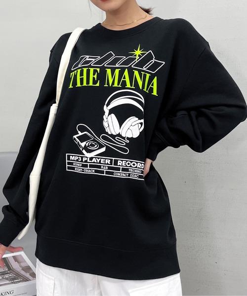 spiritoso（スピリトーゾ）の「【spiritoso】CLUB THE MANIAヘッドフォンプリント裏毛トレーナー（スウェット・レディース・Black/White/MD.Gray・FREE）」の11枚目の写真