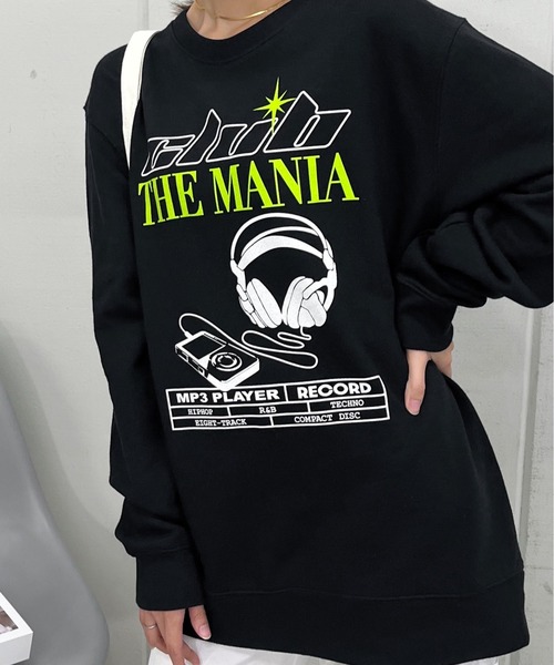 spiritoso（スピリトーゾ）の「【spiritoso】CLUB THE MANIAヘッドフォンプリント裏毛トレーナー（スウェット・レディース・Black/White/MD.Gray・FREE）」の13枚目の写真