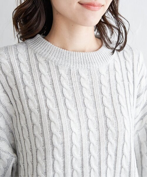 ikka（イッカ）の「ケーブルニットプルオーバー（ニット/セーター・レディース・ライトグレー/スカイブルー/エメラルド/ネイビー・M/L/S）」の18枚目の写真