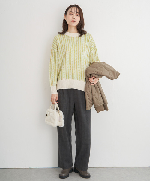 ikka（イッカ）の「ケーブルニットプルオーバー（ニット/セーター・レディース・ライトグレー/スカイブルー/エメラルド/ネイビー・M/L/S）」の9枚目の写真