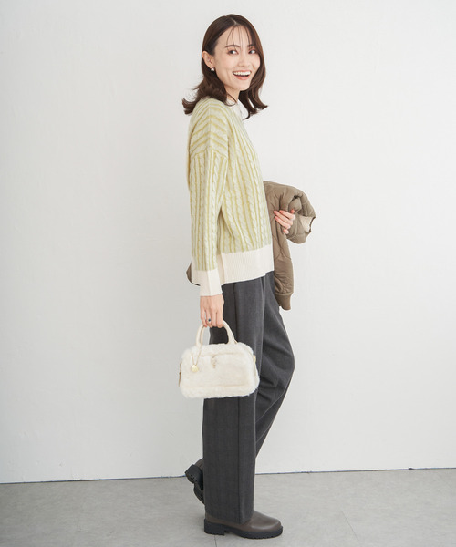 ikka（イッカ）の「ケーブルニットプルオーバー（ニット/セーター・レディース・ライトグレー/スカイブルー/エメラルド/ネイビー・M/L/S）」の10枚目の写真