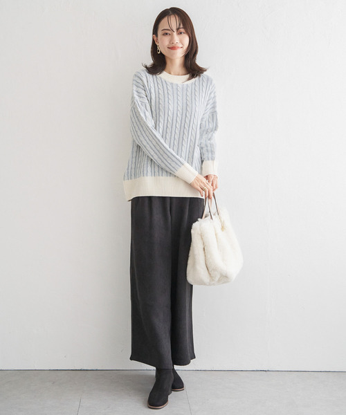 ikka（イッカ）の「ケーブルニットプルオーバー（ニット/セーター・レディース・ライトグレー/スカイブルー/エメラルド/ネイビー・M/L/S）」の13枚目の写真