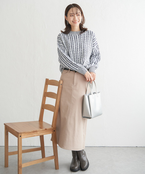 ikka（イッカ）の「ケーブルニットプルオーバー（ニット/セーター・レディース・ライトグレー/スカイブルー/エメラルド/ネイビー・M/L/S）」の16枚目の写真